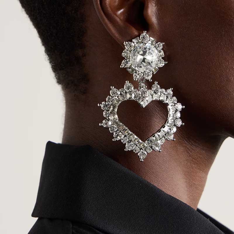 Aliexpress nuevo tipo de orejas de amor personalidad exagerada diamantes pendientes de moda accesorios aretes de mujer