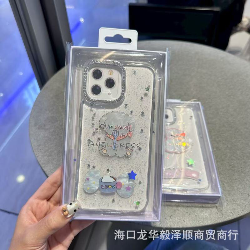 滴胶立体小狗适用iPhone17Promax手机壳苹果16卡通闪粉保护套|undefined