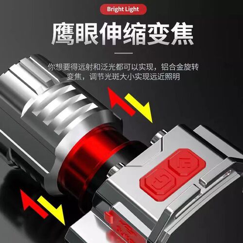 Cross-border p50 strong light induction headlamp head-mounted ultra-long endurance work miner's lamp outdoor charging treasure fishing lamp
