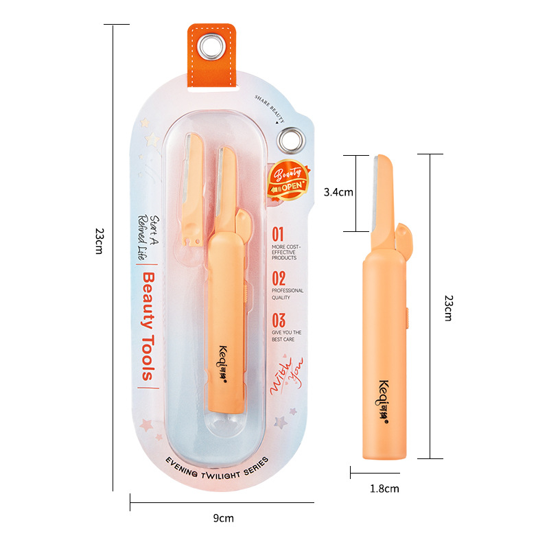 Keqi Retractable Eyebrow Razor Mini Portable Eyebrow Shaving Imported Eyebrow Razor Blade Eyebrow Razor English