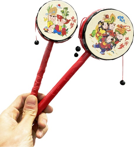 Rattle Baby Music Toy Early Education Toddler Cartoon Rattle Traditional Toy Plastic Wave Drum Toy Wholesale