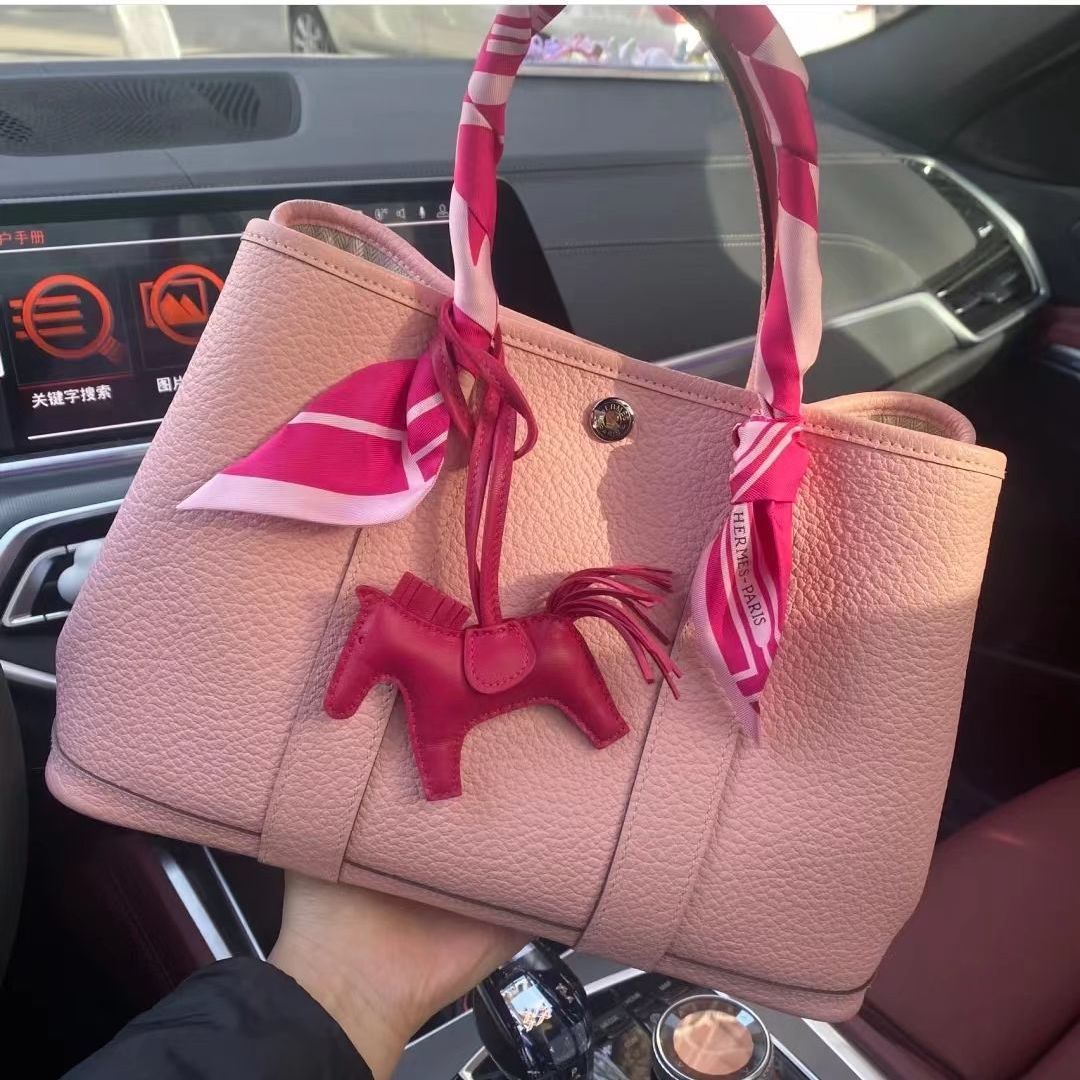 2024 Spring/Summer New Litchi Grain Cowhide Garden Bag Large Capacity Tote Bag Genuine Leather Women's Handbag Commuter Bag - Thumbnail 7