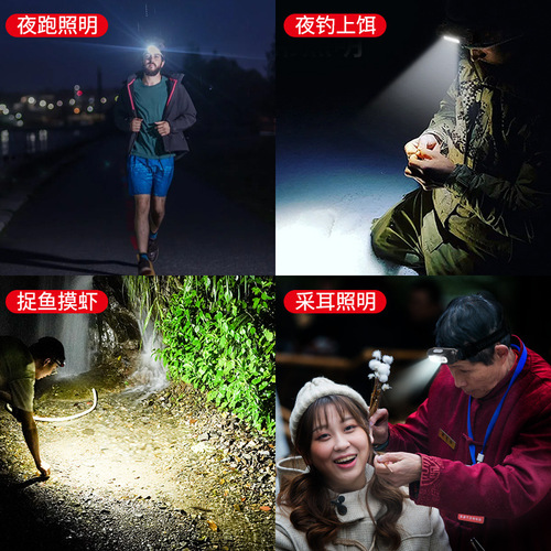 Inductive Headlamp Fishing-Specific High-Intensity Charging Super Bright Night Fishing Head-Up Lightweight Small Model Work Outdoor Lighting Lamp