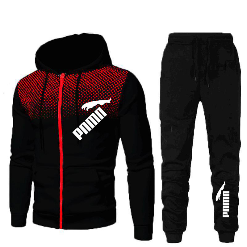 2024 New European and American Men's Casual Sweater suit Sportswear Fashion Printed Sweater Hoodie Running Wear Men