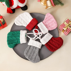新しいクリスマス装飾ミニ小さなカラフルなニットソックスクリスマスツリー吊り下げ装飾レストランのナイフとフォークセットアレンジメント