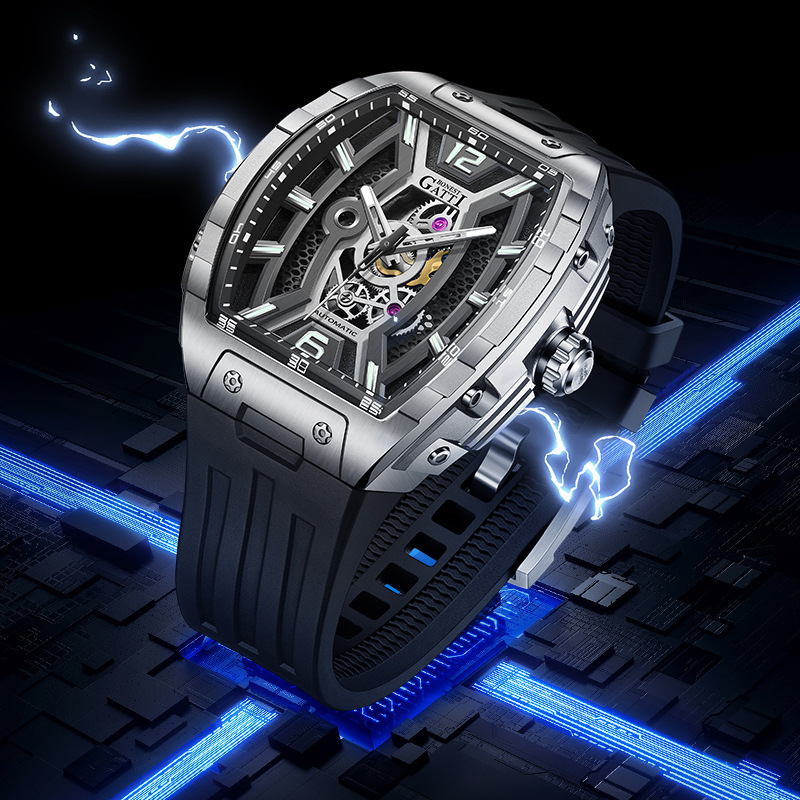 Bugatti Brand Watch Men's Wholesale Large Dial Barrel-shaped Mechanical Wrist Watch TikTok Explosions Luminous Famous Watch