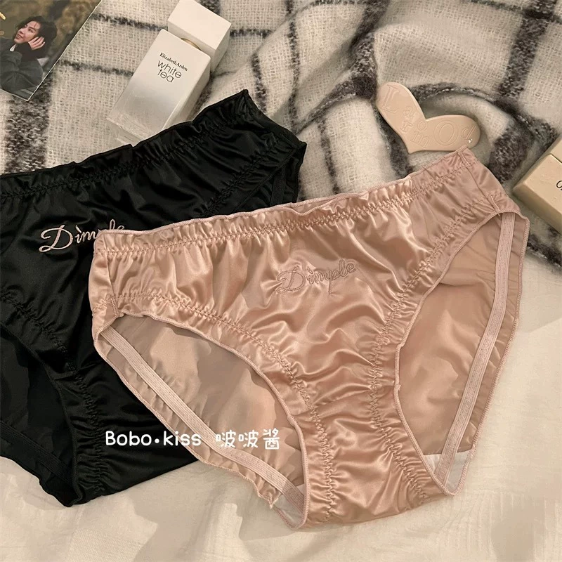 Shiny? wait ensure translation: Silky cotton pants, sexy trousers, high quality shorts, with embroidery, mid rise