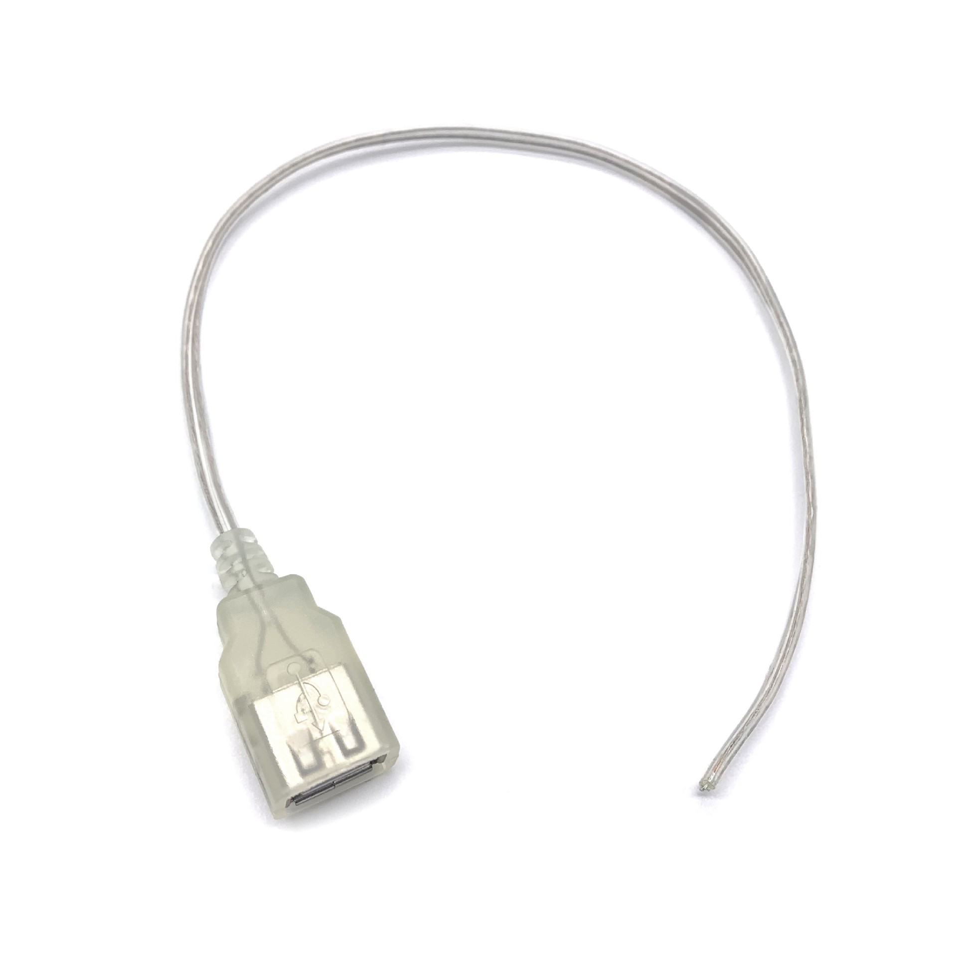 Wholesale transparent USB single-core LED strip neon light 1A power cord 2-core USB charging cable extension cord 30cm
