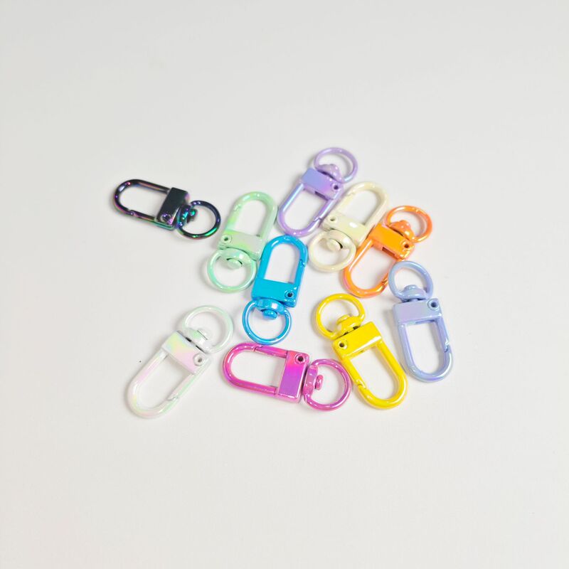 UV plating colorful door buckle AB colorful horse shell spring buckle diy jewelry accessories key chain bag ring hanging buckle dog buckle