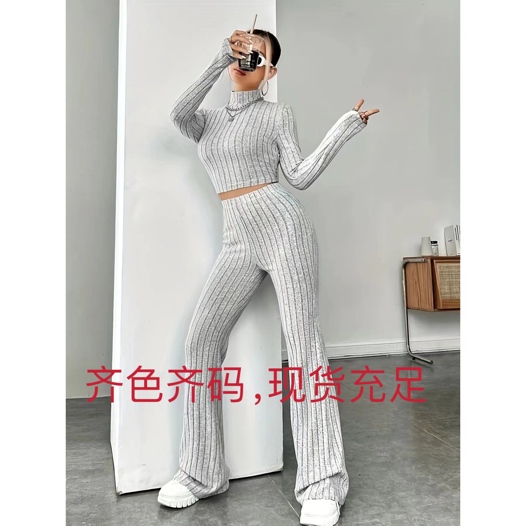 2025 Popular European and American Cross-Border Autumn and Winter Women's Fashion Long-Sleeved Long Pants Sweatshirt Loose Two-Piece Set