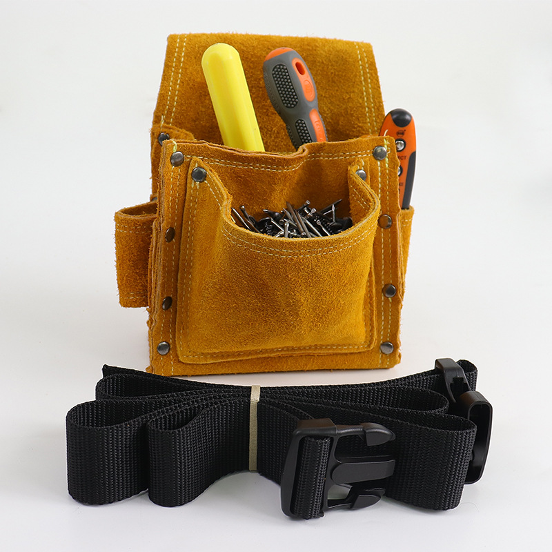 Transfronterizo Amazon delantal de cuero de ultrafibra bolsillo de clavos arquitectura carpintería multifuncional bolsa de cintura de herramientas de abrasión delantal