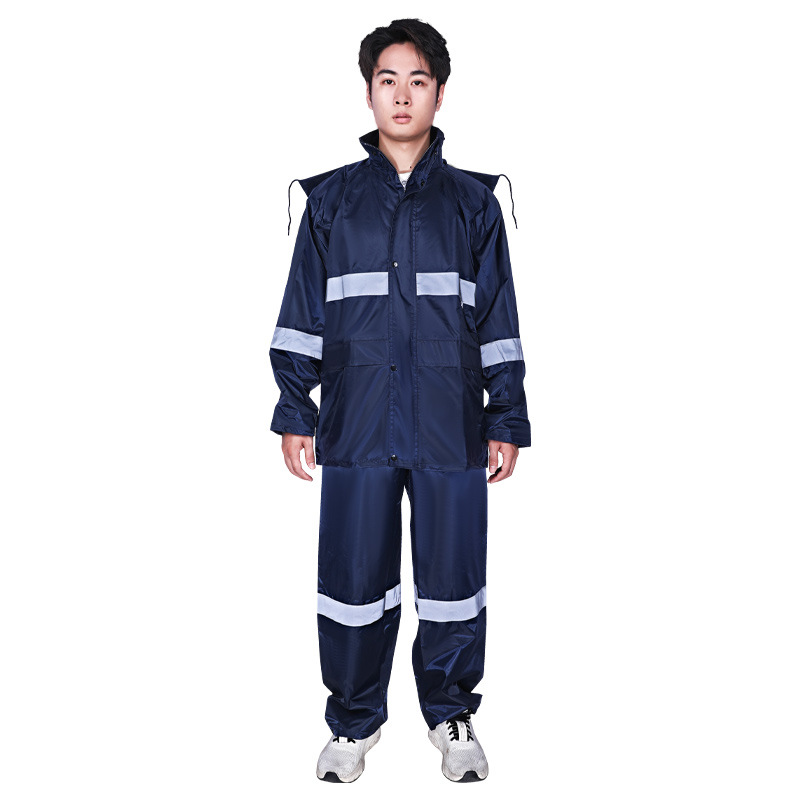 君禦N211-2A時尚反光雨衣套裝藏青色PVC防水安全警示服同比R2911