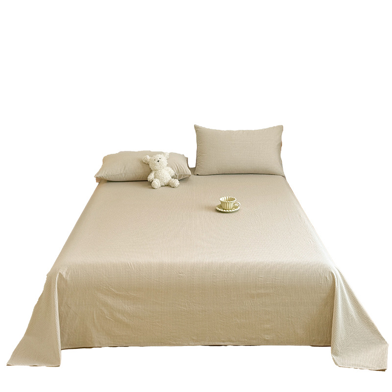 Sábana de algodón lavado de algodón de una sola pieza de algodón 100 dormitorio de estudiantes edredón de celosía individual funda de almohada de tres piezas 3