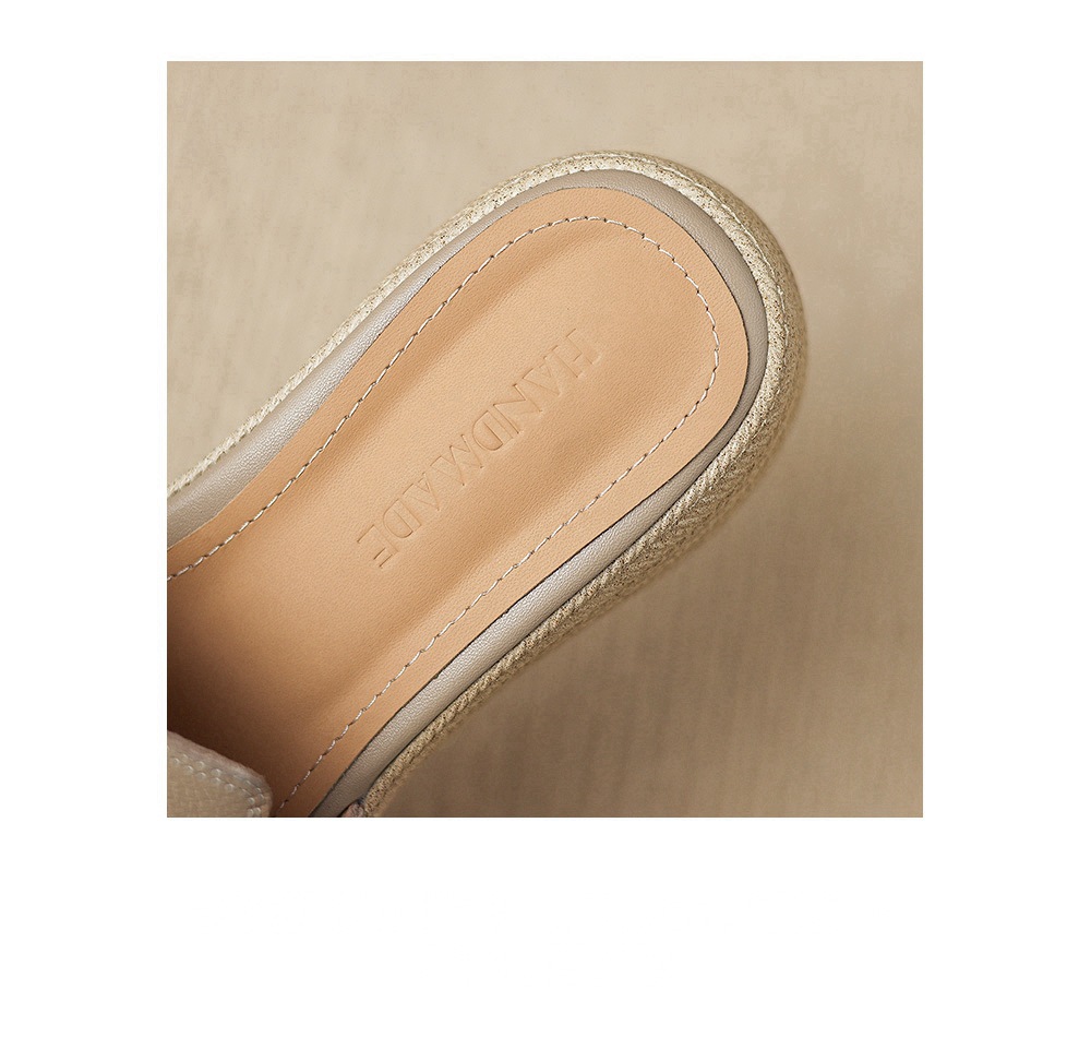 Dép sandal nữ xỏ ngón đế bệt da dê đế dày mùa hè — màu trắng ngà chi tiết 12