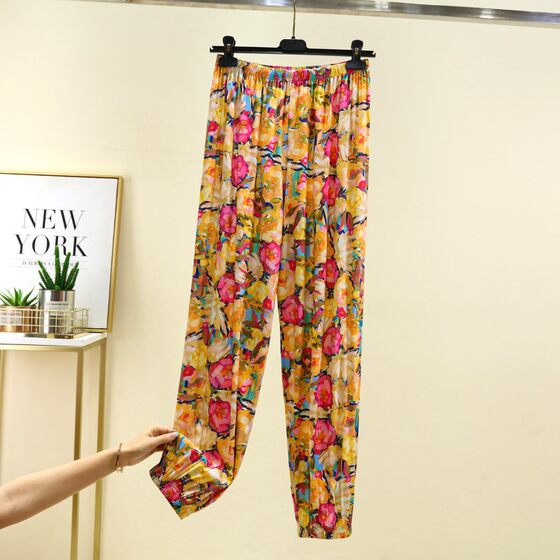 Women's Thin Cotton Silk Pants for Outdoor Wear 2025 New Style Artificial Cotton Jogger Pants Slimming Cotton Silk Mosquito-Proof Long Lantern Pants