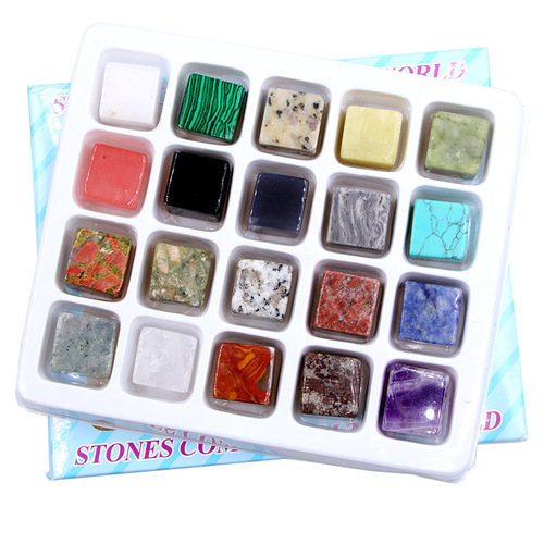 Semi-precious crystal, amorphous cubic granules, synthetic mixed 20 pieces, chilled ice whiskey ice wine stones, assorted mineral stones