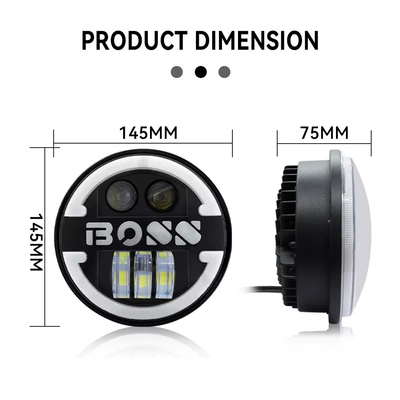 Cross-Border Hot-Selling Harley Motorcycle Spotlight 5.75 Inch 60W Wrangler Boss Car Led Headlight Modification Headlight (Ön faralar) - 575inch-boss