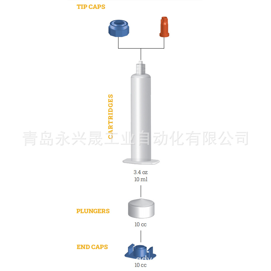 Techcon泰康胶筒活塞头盖尾塞 泰康胶筒组件
