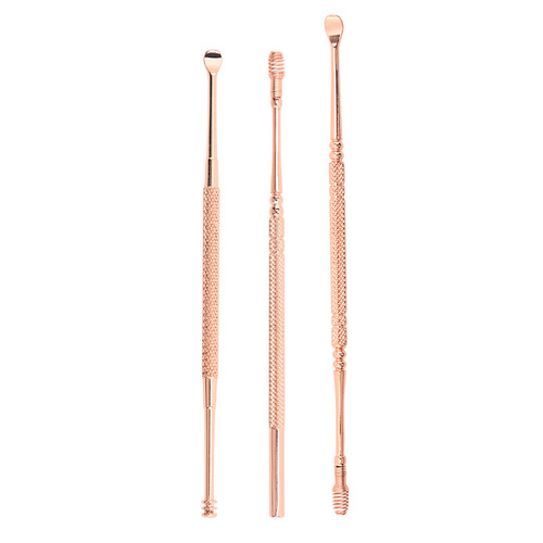 Factory Direct Supply Rose Gold Stainless Steel Double Head Spring Ear Scoop Tool Ear Scoop Device for Cleaning Ear Wax