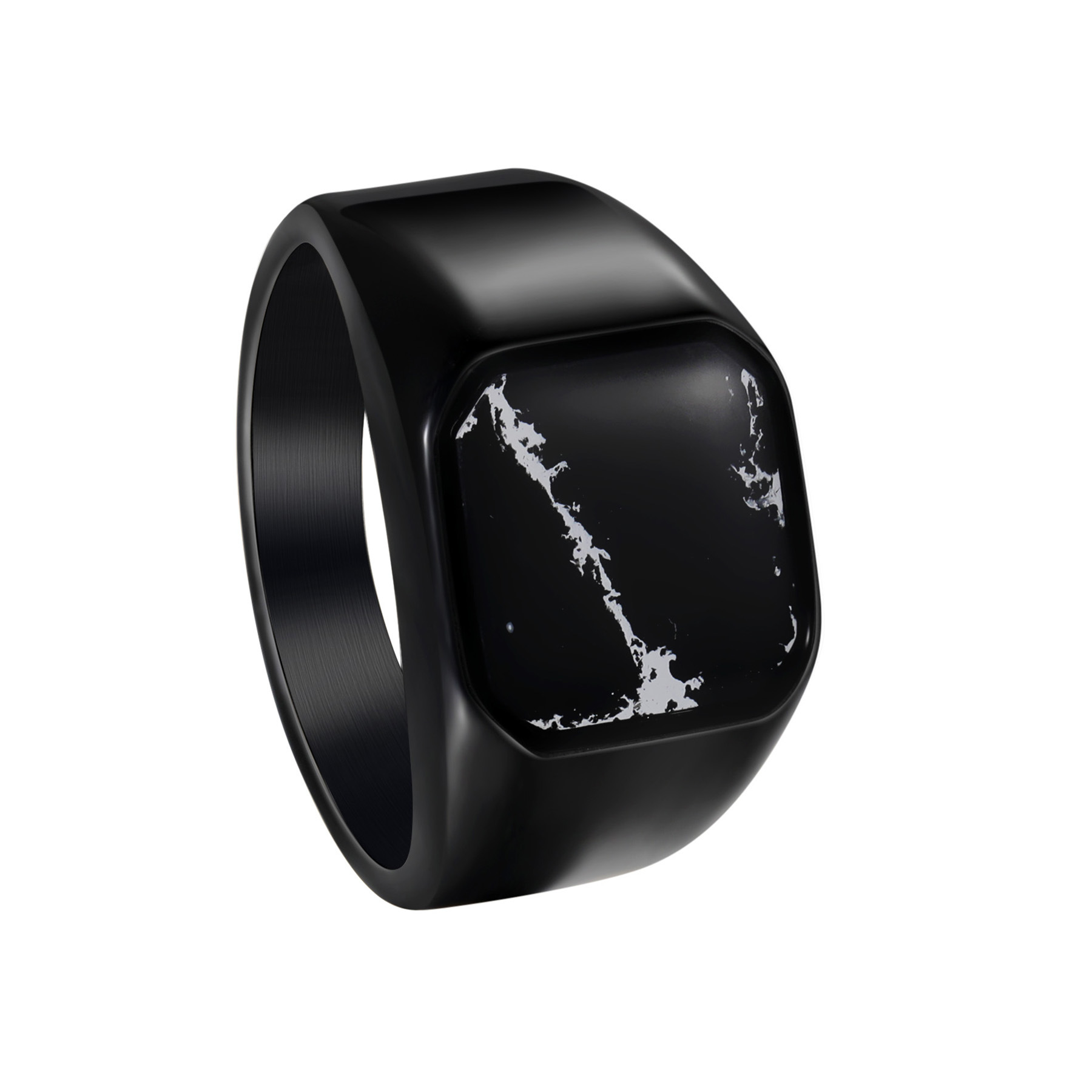 Plating Design Retro Classic Style Geometric Titanium Steel Plating Men's Rings Men Signet Rings