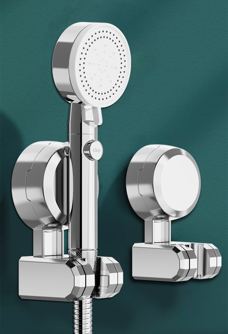 Light luxury suction cup shower head stand, no need for drilling, fixed seat, shower head stand, magic tool, adjustable wall base stand details Picture