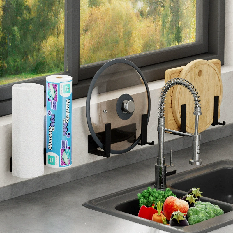 Pot lid rack, punch-free wall-mounted kitchen storage rack, wall storage chopping board chopping board chopping board placement rack