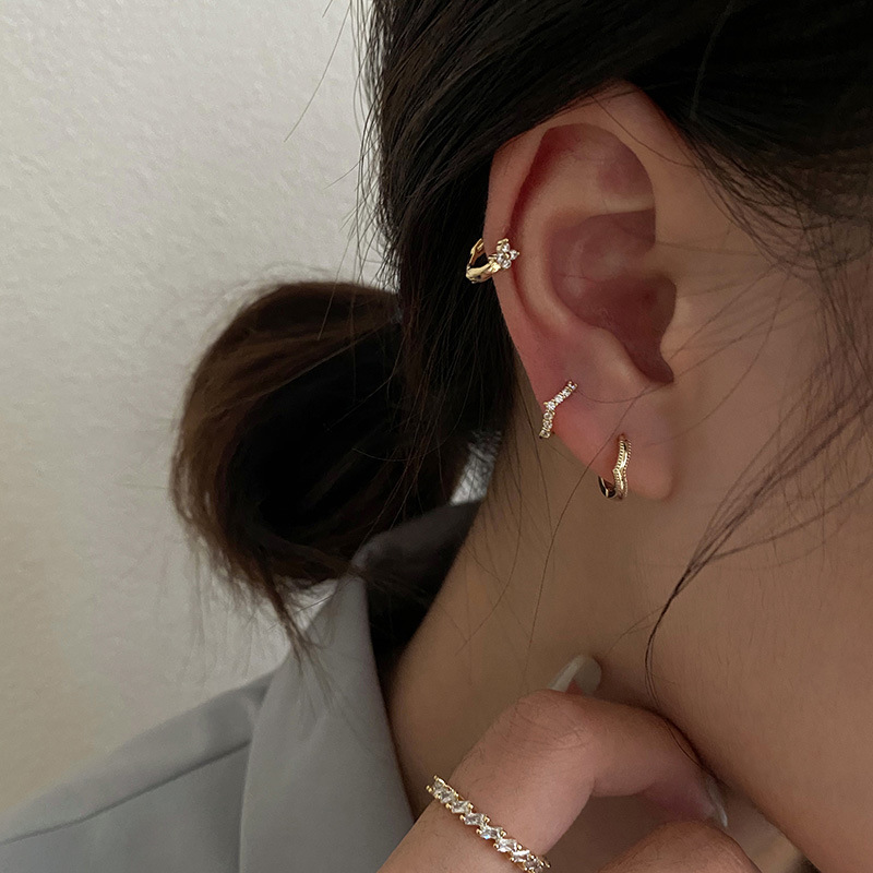 Style Ins Forme En U Le Cuivre Pierres Précieuses Artificielles Des Boucles D'oreilles display picture 8