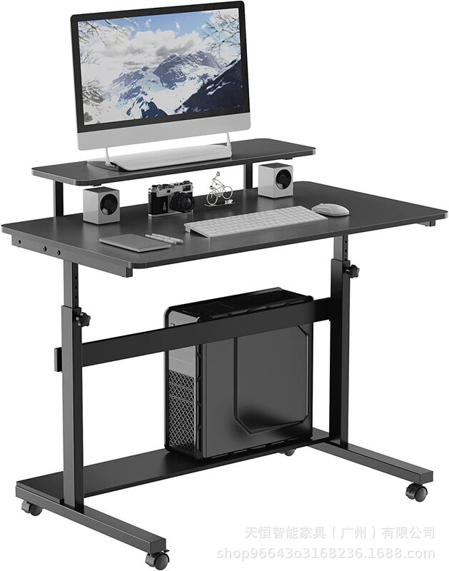 Rolling Vertical Computer Workstation(with Monitor Shelf) with Wheels Portable Customizable