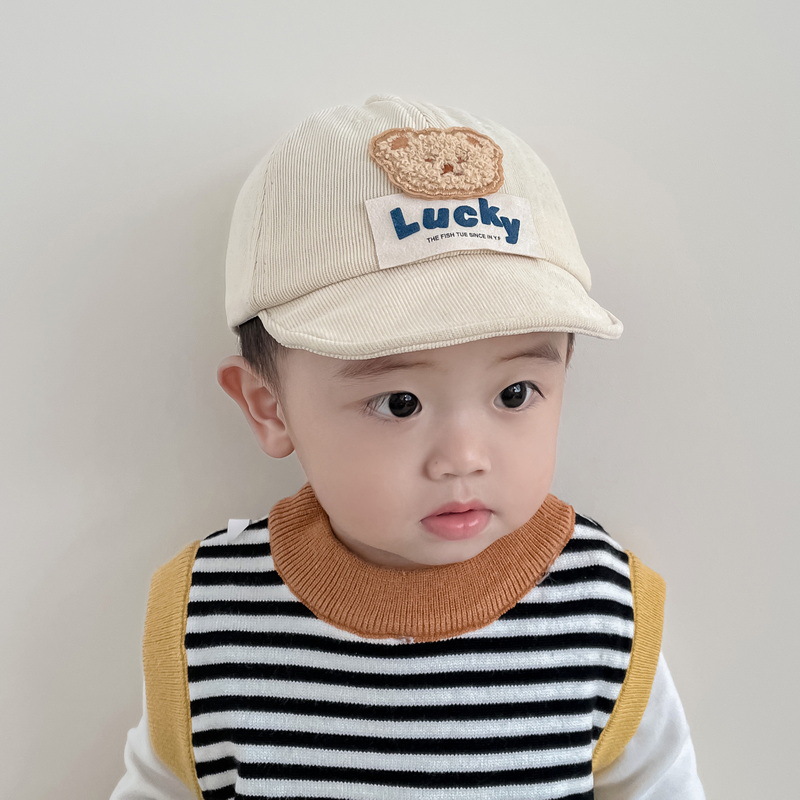 Bebé enarboló el otoño y el invierno bebé suave gorra de béisbol lindo oso de dibujos animados niños y niñas sombrero de pana