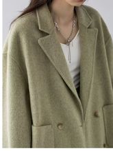灰色西装毛呢子外套女新款韩系感小个子加厚双面羊毛绒大衣潮