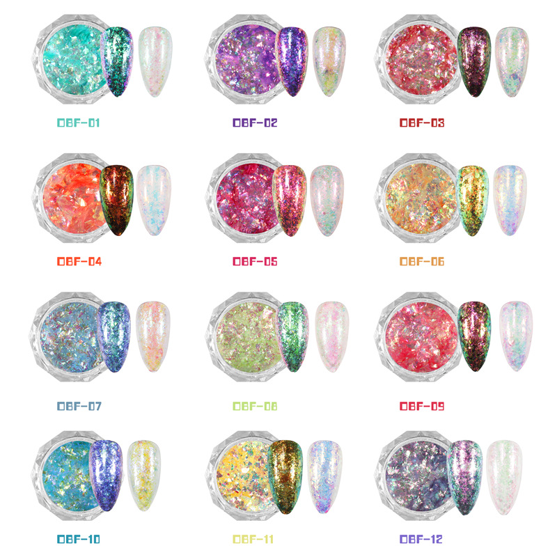 Nuevo estilo Japonés de uñas de color Internet celebridad brocado en polvo flash polarizado color mágico Opal polvo sueño de hielo de cristal de uñas lentejuelas