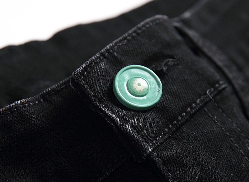 Calça jeans masculina nova, desgastada, moderna e casual, com perna reta elástica_voghion.com