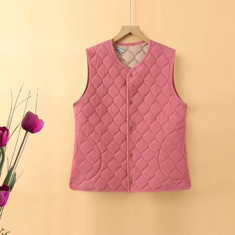 2024 New Mother Autumn and Winter Middle-aged and Elderly Vest Women's Cotton-padded Grandma Vest Warm Inner Tank Waistcoat Vest