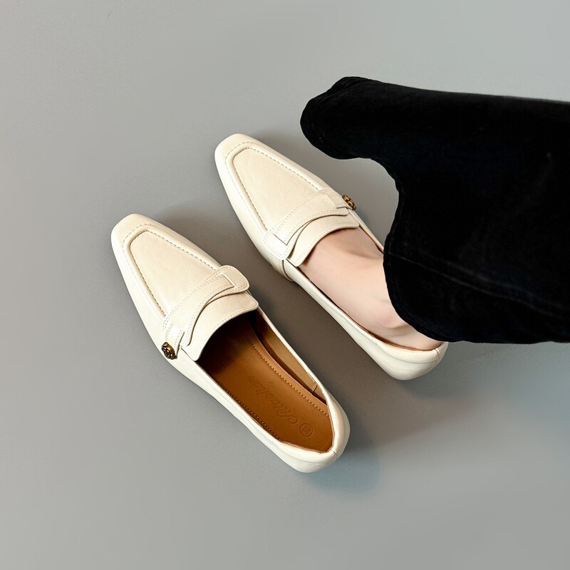 Cowhide version~French-style square-toed high-heeled shoes, new commuter leather shoes, genuine leather slip-on shoes for women Cowhide version~French-style square-toed high-heeled shoes, new commuter leather shoes, genuine leather slip-on shoes for women