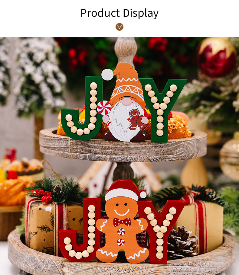 156g Weight Ornaments Home Textiles & Decor Type Ornaments Event & Party Supplies 1 Piece Quantity Party, Festival Occasion Wood Material Christmas Festival Gingerbread, Doll, Letter Pattern Cute Style Christmas Cute Gingerbread Doll Letter Wood Party Festival Ornaments 4