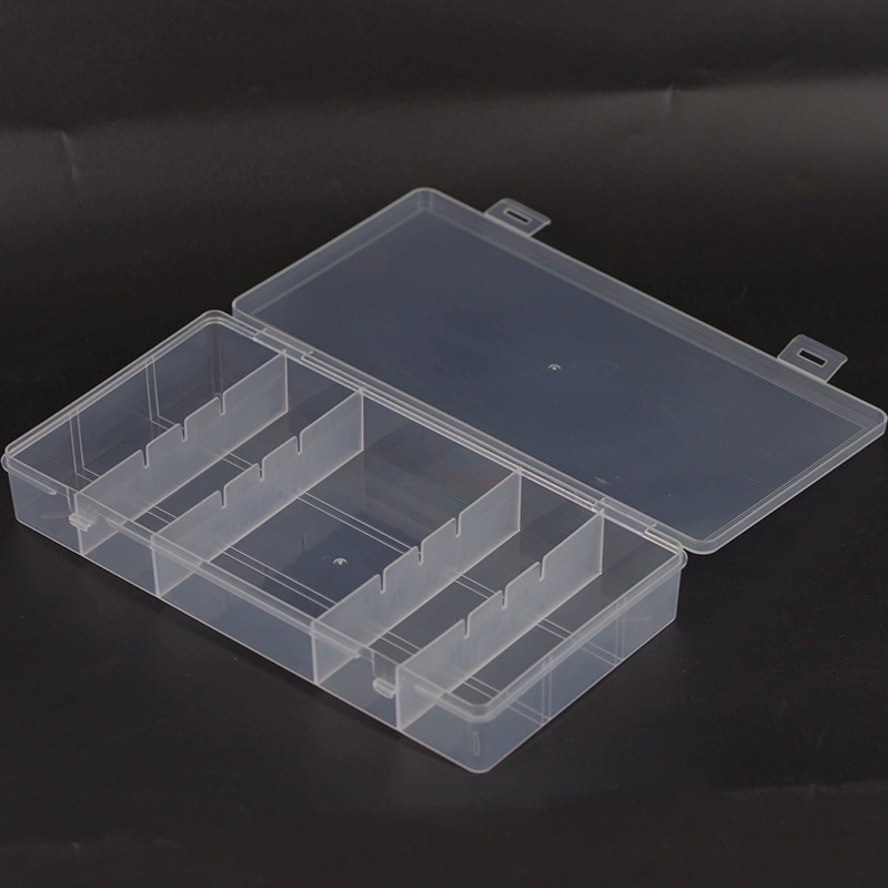 Manicure Storage Box, 5-Compartment Clear Plastic Case with Lash & Brush Set, Small
