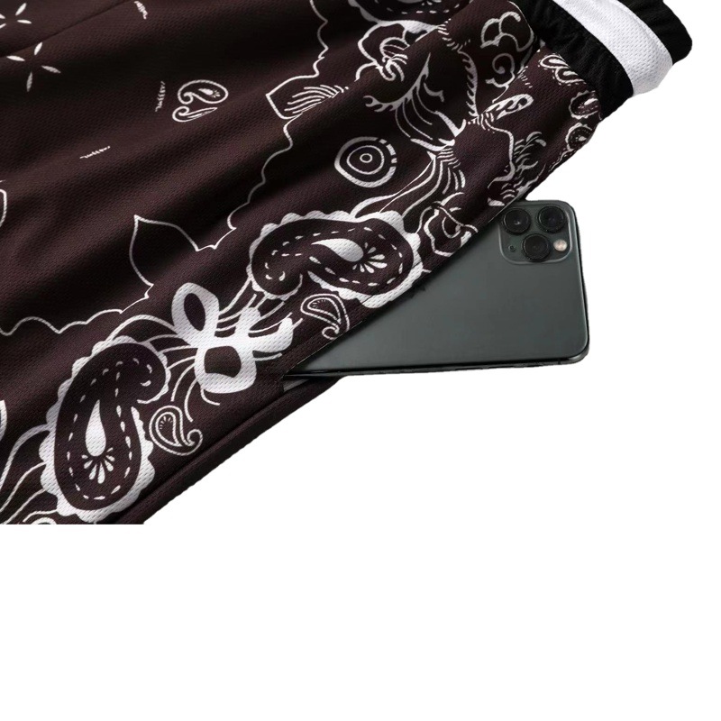 Marca de moda americana de verano Pantalones cortos de baloncesto de secado rápido Pantalones deportivos casuales anacardo flor quinto pantalones fitness pantalones cortos deportivos hombres
