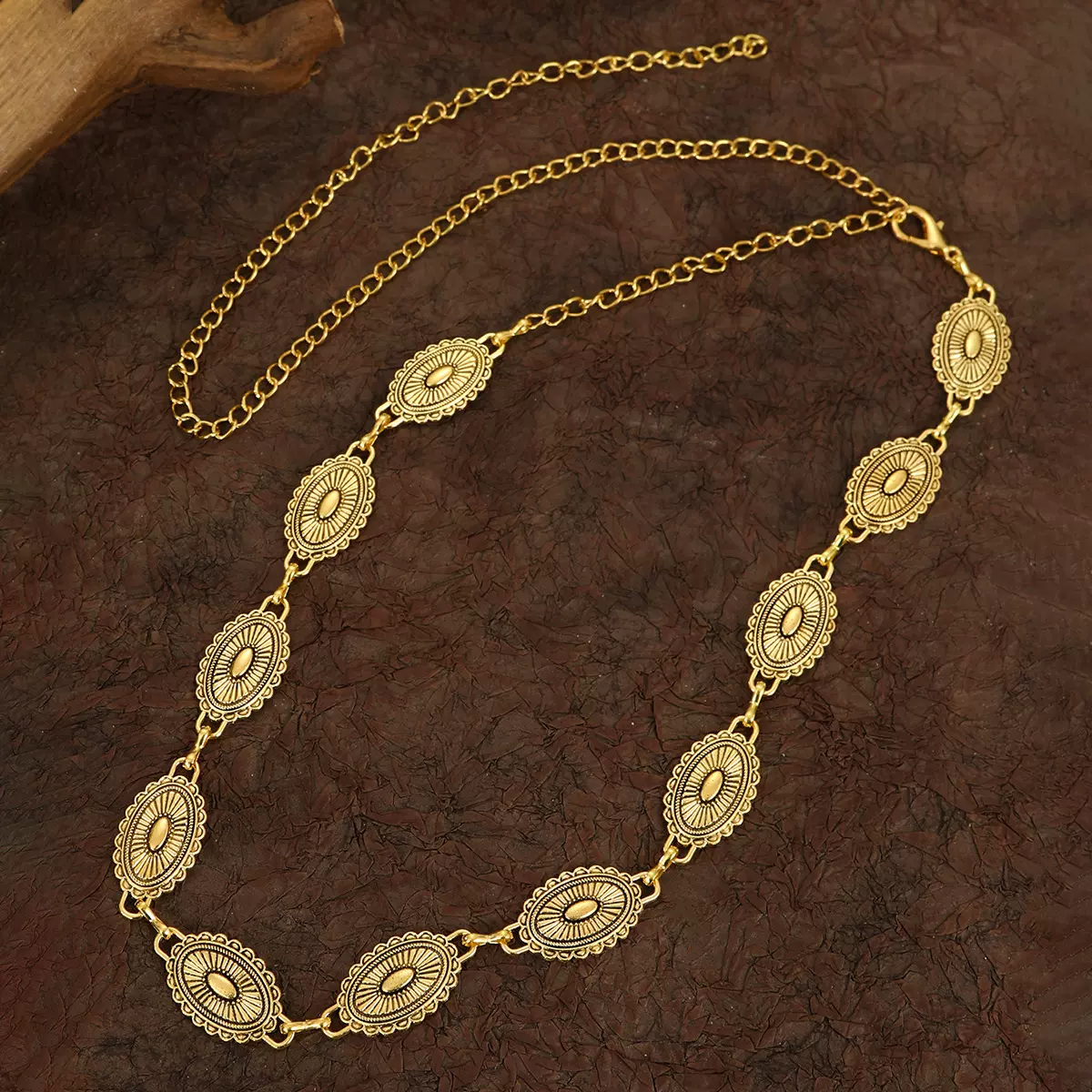 时尚新款女士复古波西米亚风花朵爱心钱币松石腰链配饰女百搭