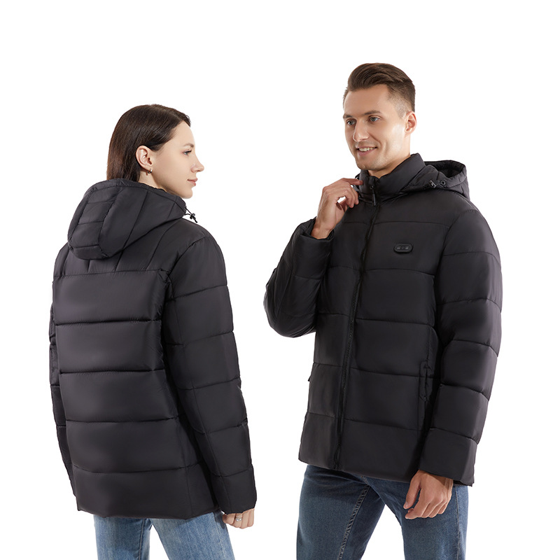 Cross-Border New Smart Heating Clothing USB Constant Temperature Heating Clothing Outdoor Hooded Cold-Proof and Warm Color Matching Electric Heating Jacket