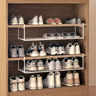 Shoe Cabinet with Layered Partitions, Storage Space, Multi-Layer Shoe Rack, Foldable Shoe Hanger Bracket, Space-Saving