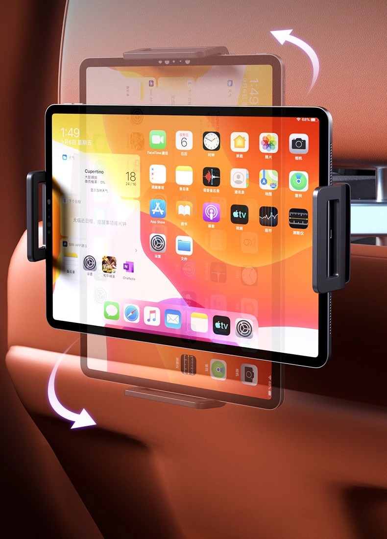 Car Tablet Holder Rear Seat Back iPad Support Frame Rear Seat Headrest Retractable Rotating Fixed Mobile Phone Holder