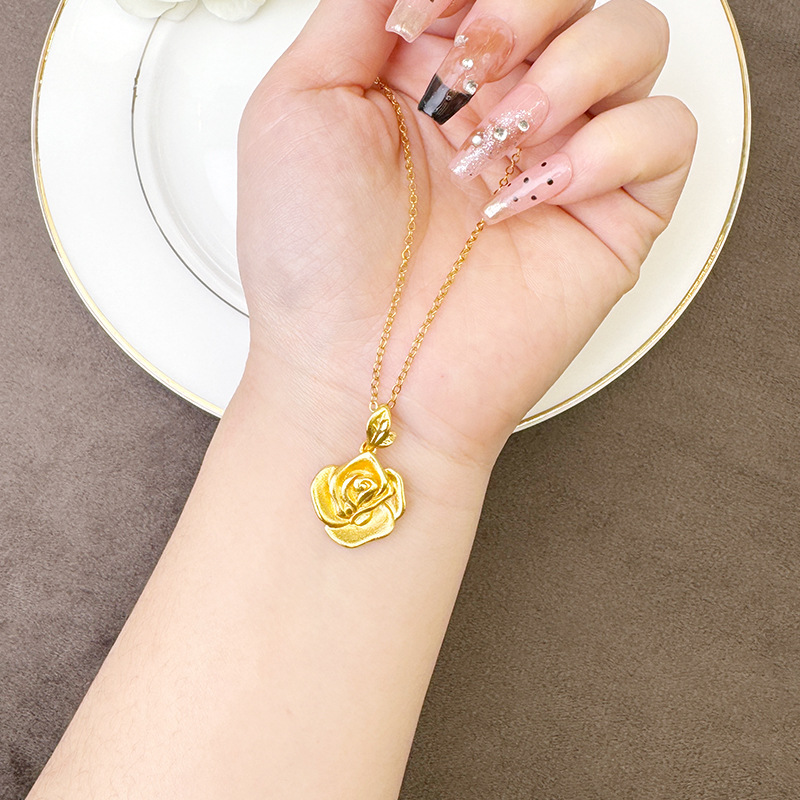Guochao antiguo colgante de oro de palacio peonía rosa colgante de oro para niños de aleación de cobre universal joyas no se desvanecen