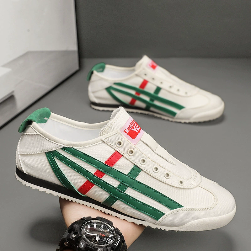 Мокасины без шнурков, Мужская парусиновая обувь, весенне-летние дышащие кроссовки Tiger, повседневные универсальные кроссовки без шнуровки