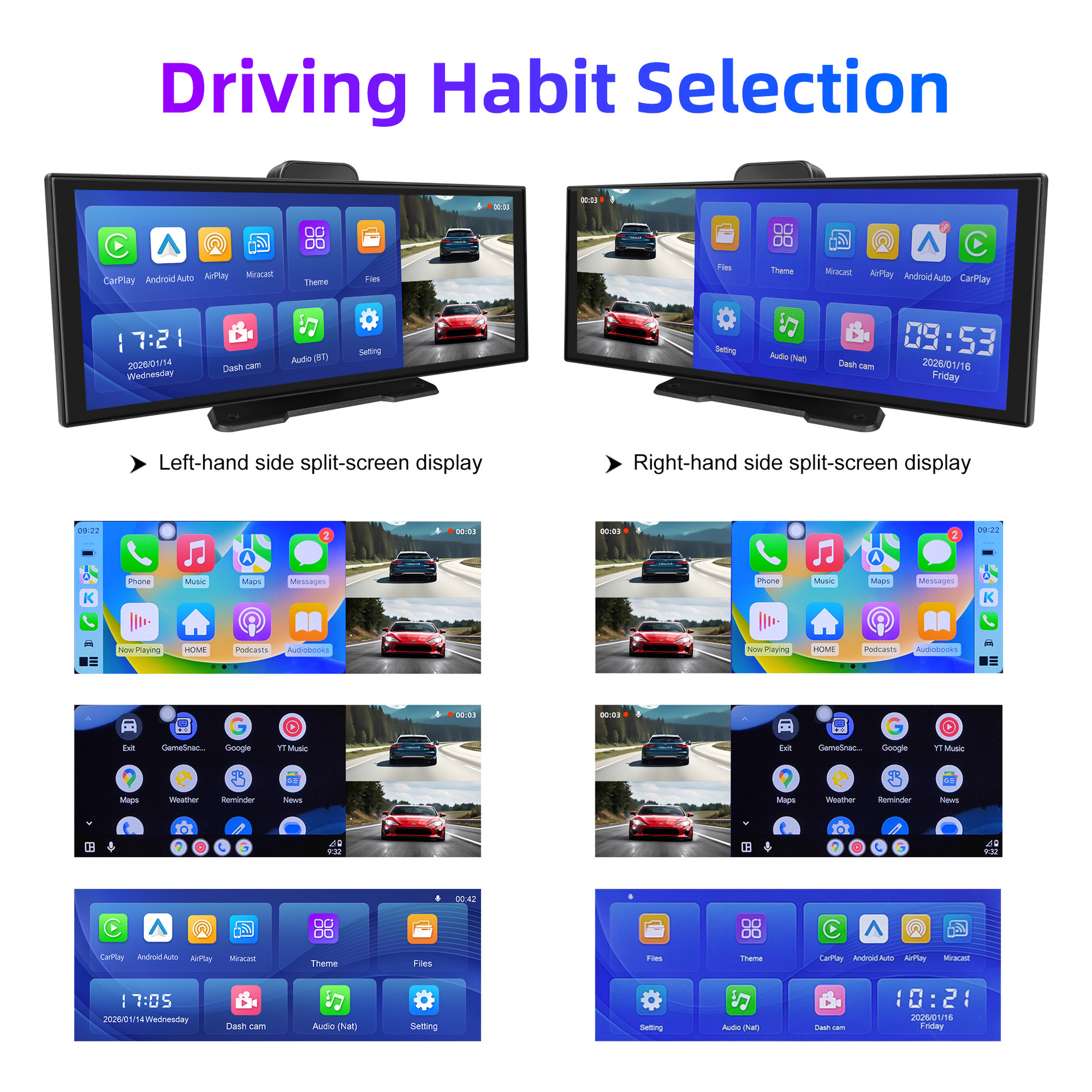 11.4-Inch 4K Driving Recorder Wireless Carplay Smart Screen Car Navigation Car Adas Recorder