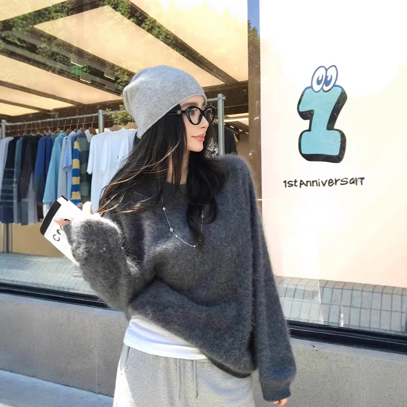 Zhengqite Clothing/2026 Autumn/Winter New Collection High-Quality 5% Cashmere 95% Wool Fluffy Round Neck Pullover Knit Sweater