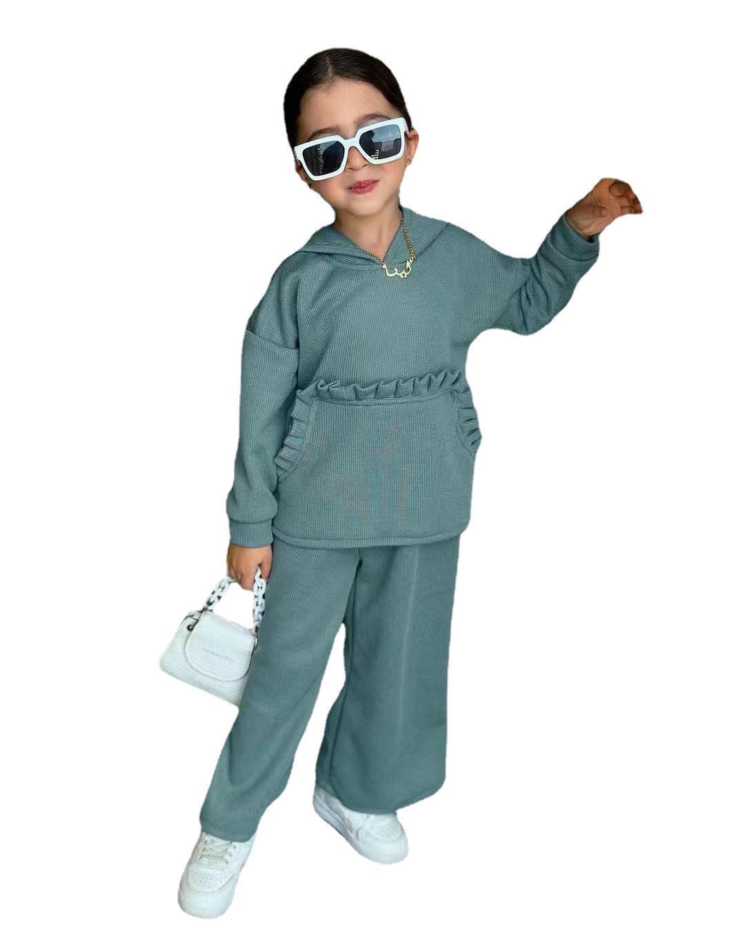 Vêtements pour enfants 2024 automne loisirs sports nouveau pull à manches longues couleur unie costume ins_voghion.com