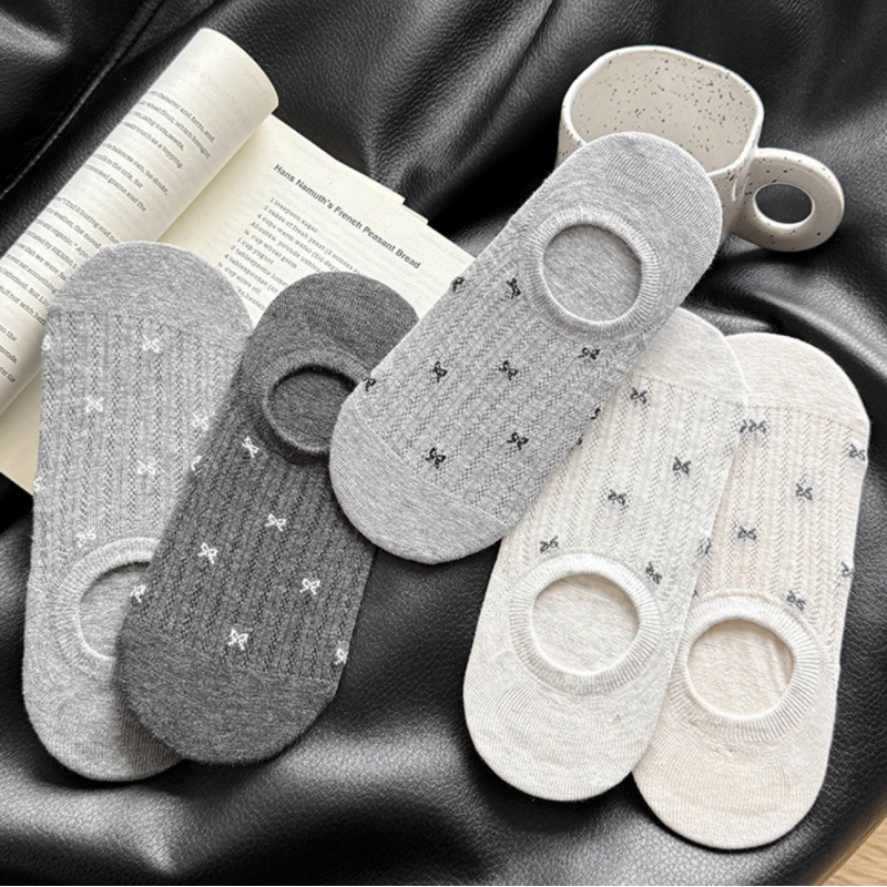 bowknot cotton socks women‘s socks cotton summer thin japanese non-slip tight summer invisible socks boat socks