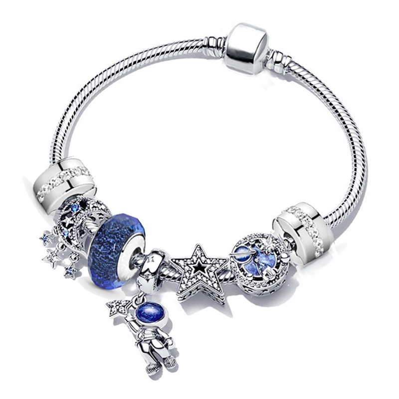 European Fashion Blue Charm Xinghe Series Beaded Bracelet DIY Astronaut Star Bracelet Women's Jewelry New Goods