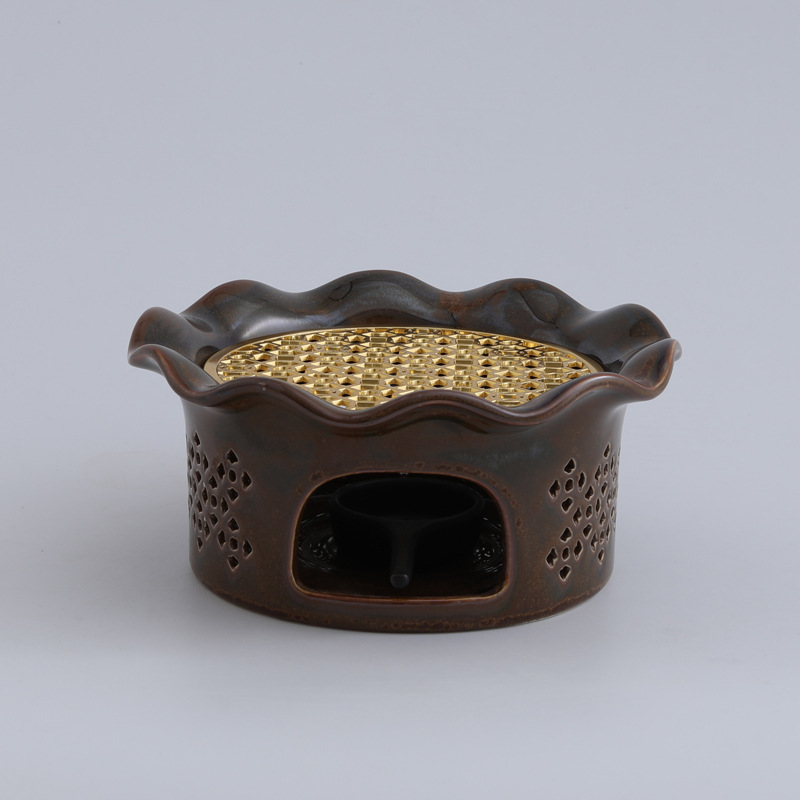 Calentador de té con diseño de horno hueco que cambia de color, calentador de velas para restaurantes, hoteles y uso doméstico, tetera aislada con forma de flor, calentador de té esmaltado en horno.