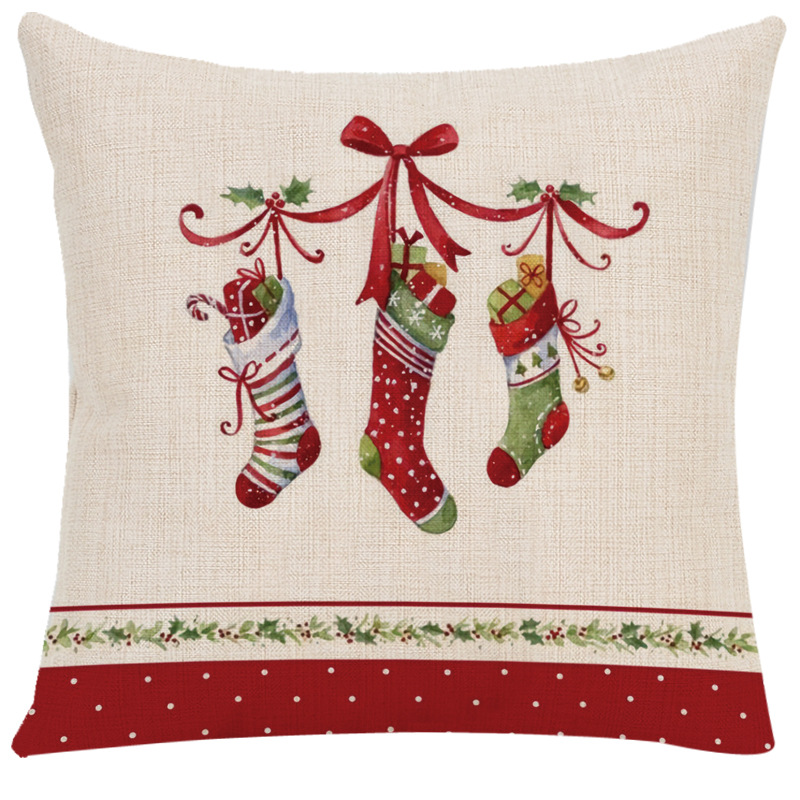 Christmas Festival Cute Santa Claus Letter Chemical Fiber Pillow Cases
